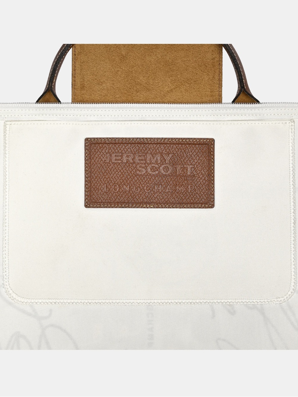 Longchamp Multi-Color New York City Printed Canvas Tote with Brown Trim - Picture 4 of 4